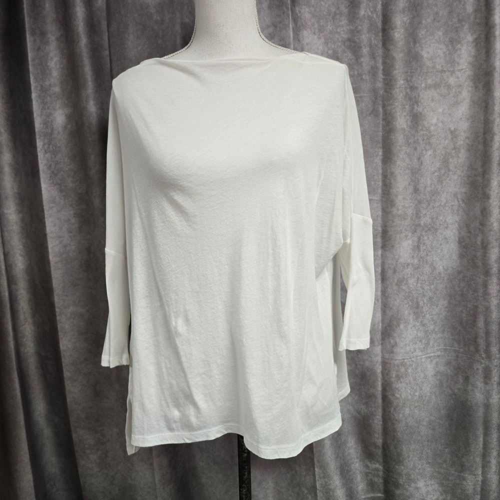 Vince Boatneck Top Shirt Blouse 100% Cotton Minimalist White Women's Size M NWT